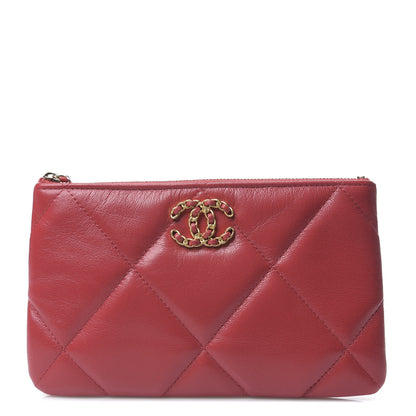 Chanel Goatskin Quilted Chanel 19 Cosmetic Case Red 1 of 9