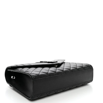 Saint Laurent Grain De Poudre Textured Mixed Matelasse Triquilt Medium Monogram Monochrome Satchel Black 4 of 9