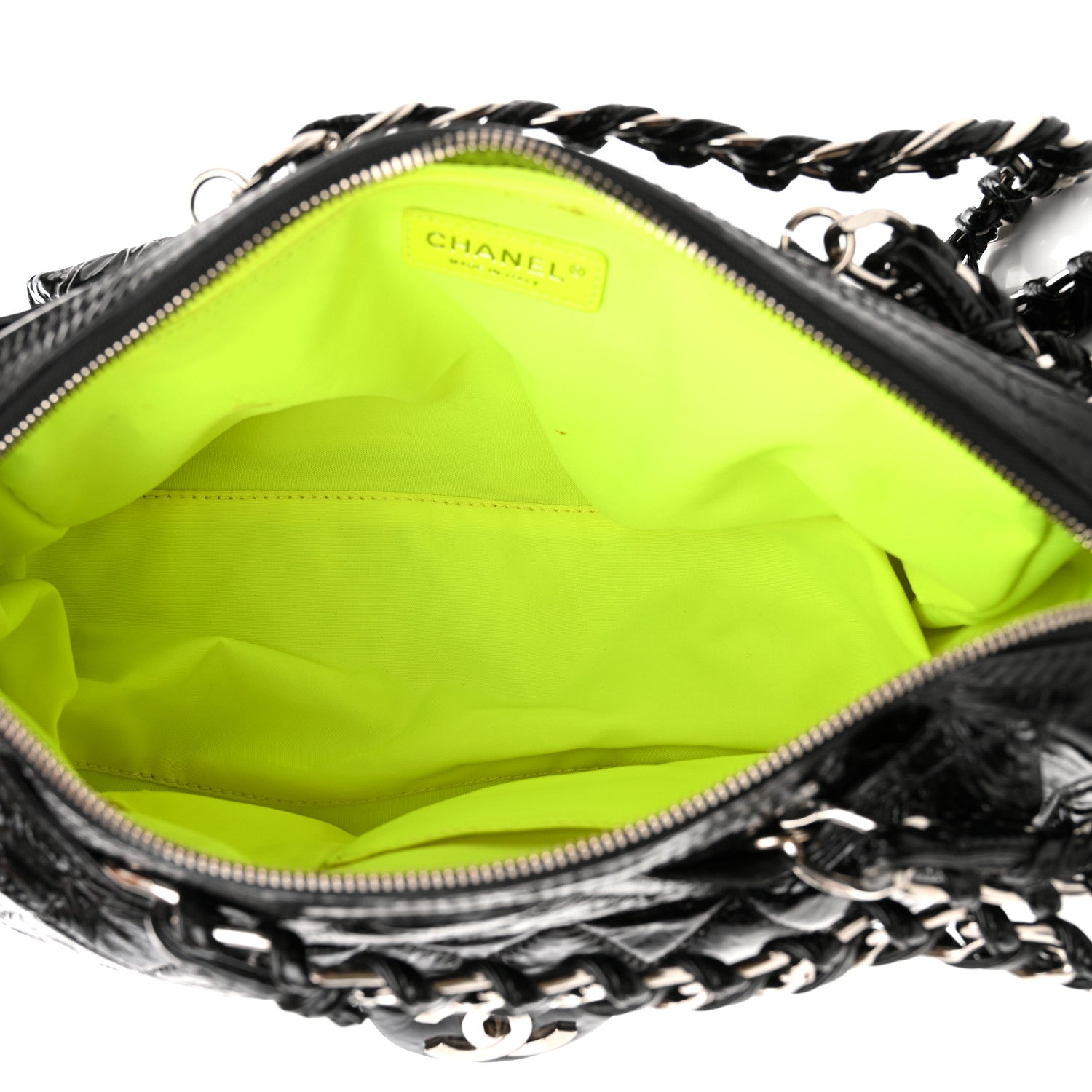 Chanel Patent Quilted Day Glo Flap Bag Black 5 of 14