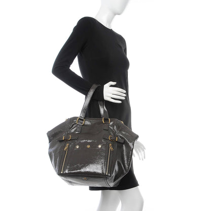 Saint Laurent Patent Medium Downtown Tote Grey 2 of 17