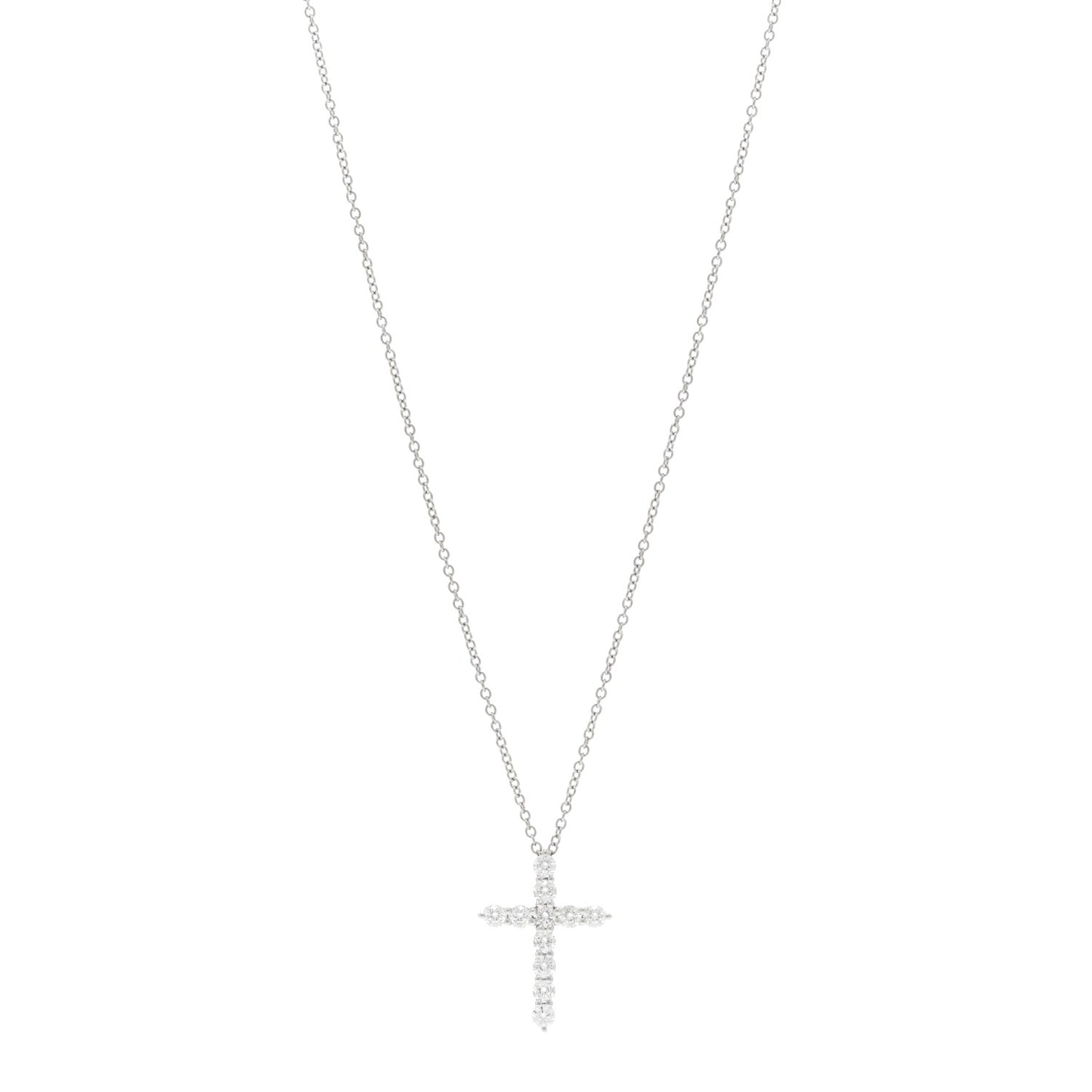 Platinum Diamond Small Cross Pendant Necklace