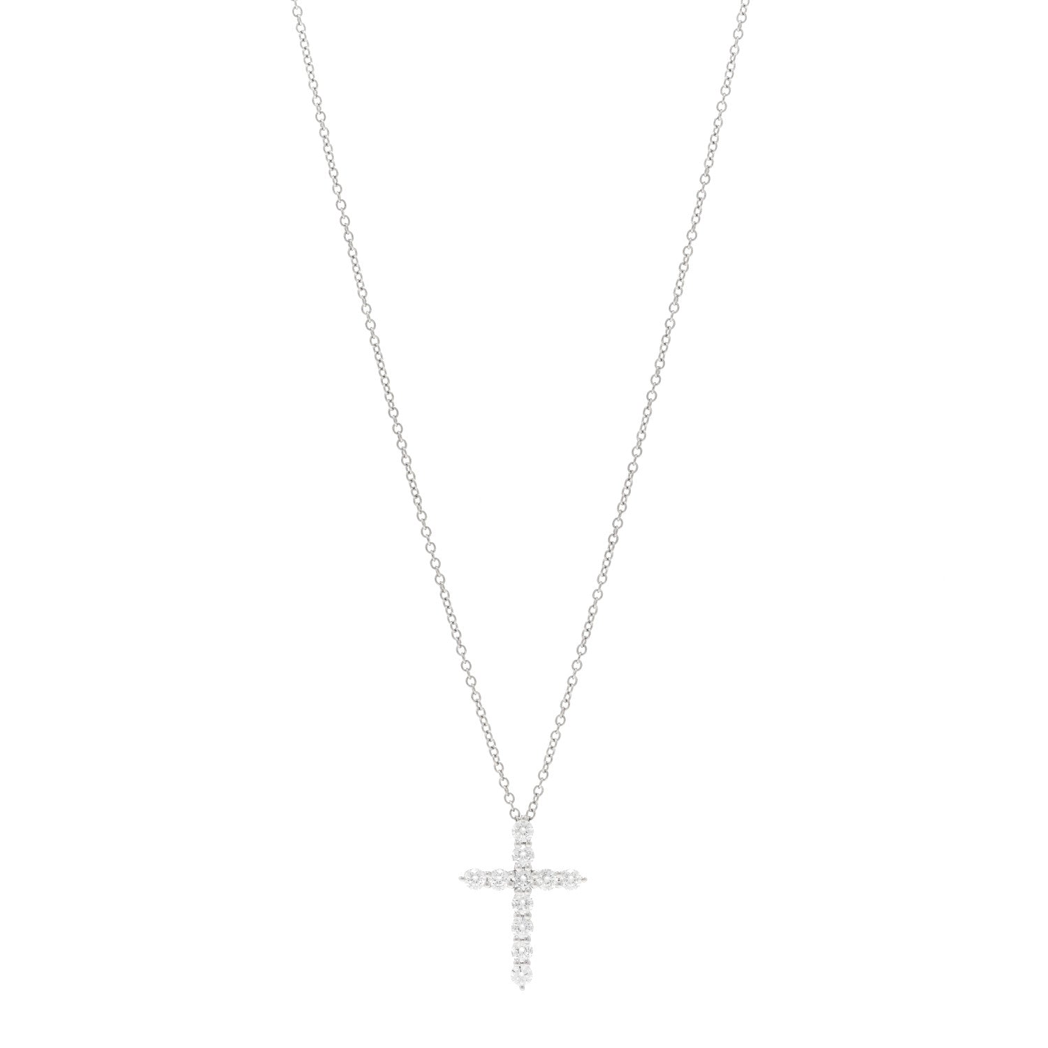 Tiffany Platinum Diamond Small Cross Pendant Necklace 1 of 5