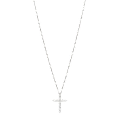 Tiffany Platinum Diamond Small Cross Pendant Necklace 1 of 5