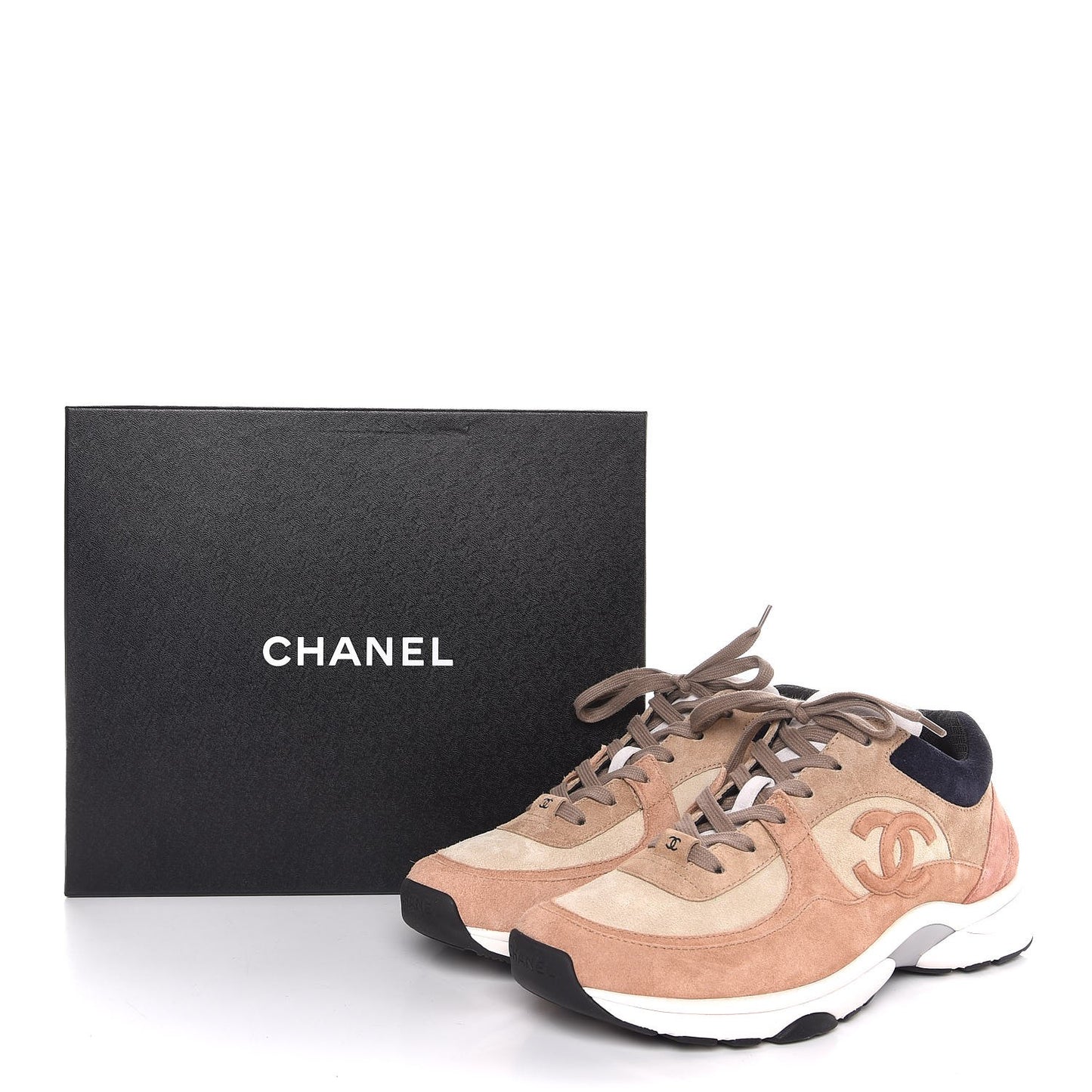 Suede Calfskin CC Sneakers 41 Brown Beige