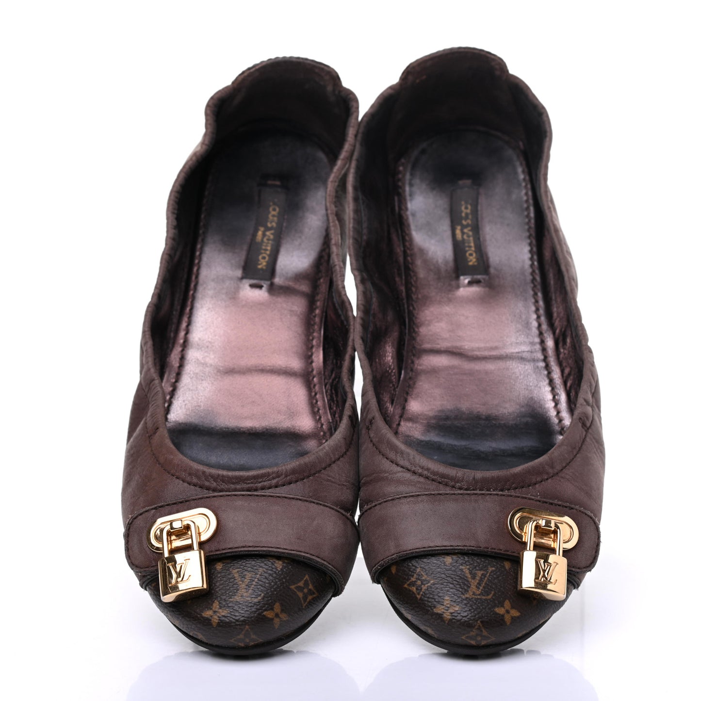 Monogram Suede Lucky Ballerina Flats 39 Brown