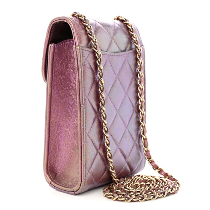 Chanel Iridescent Lambskin Quilted CC Phone Holder Purple 3 of 13