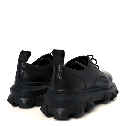 Valentino Garavani Calfskin Mens Trackstud Derby Loafers 45 Black 5 of 9