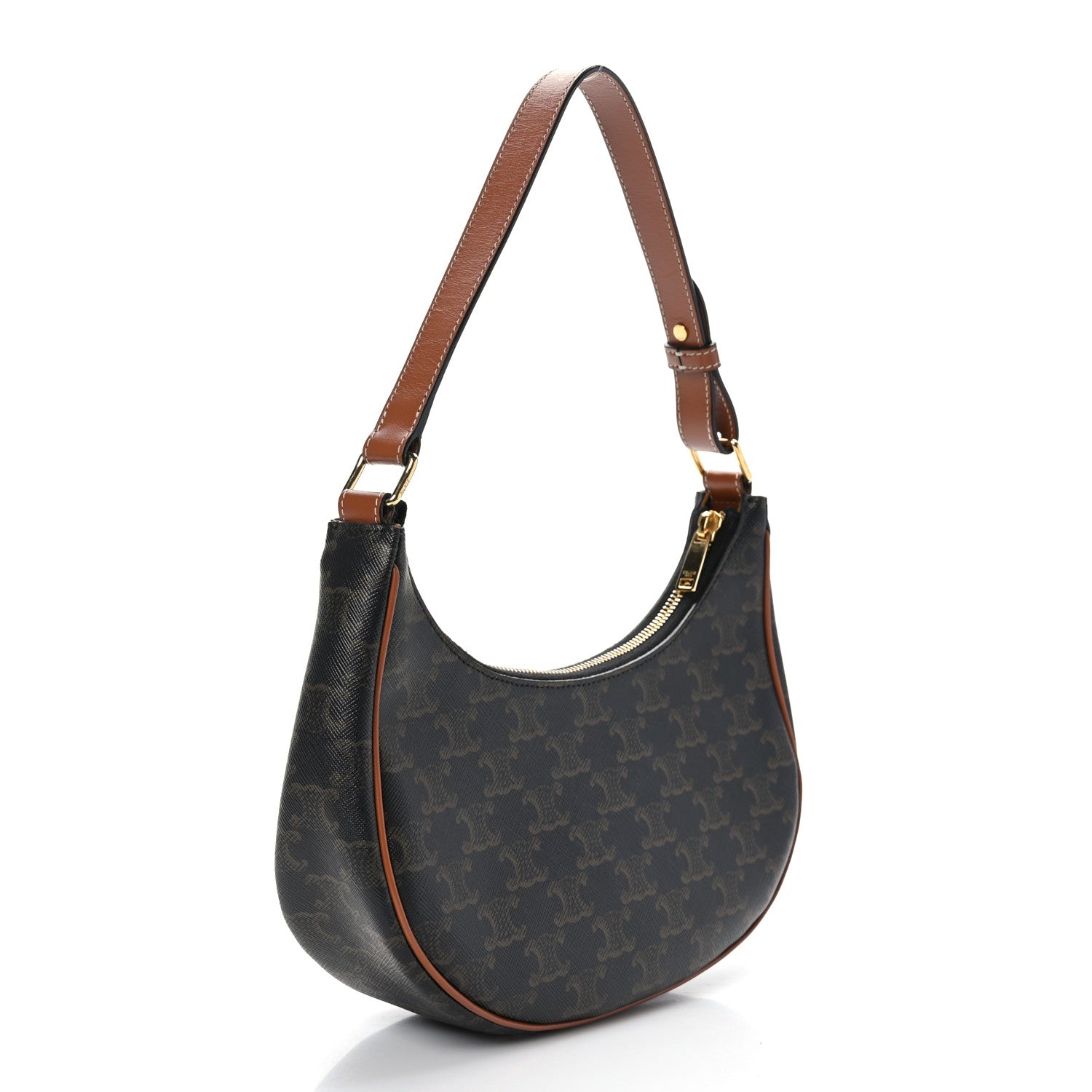 Celine Triomphe Canvas Calfskin Ava Shoulder Bag Tan 3 of 8