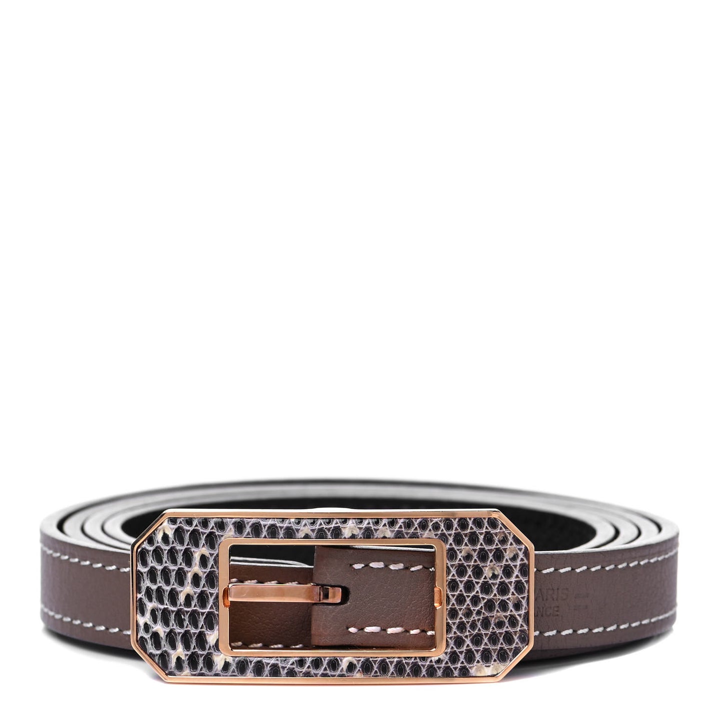 Lizard Epsom Swift Belt 85 Etoupe Black