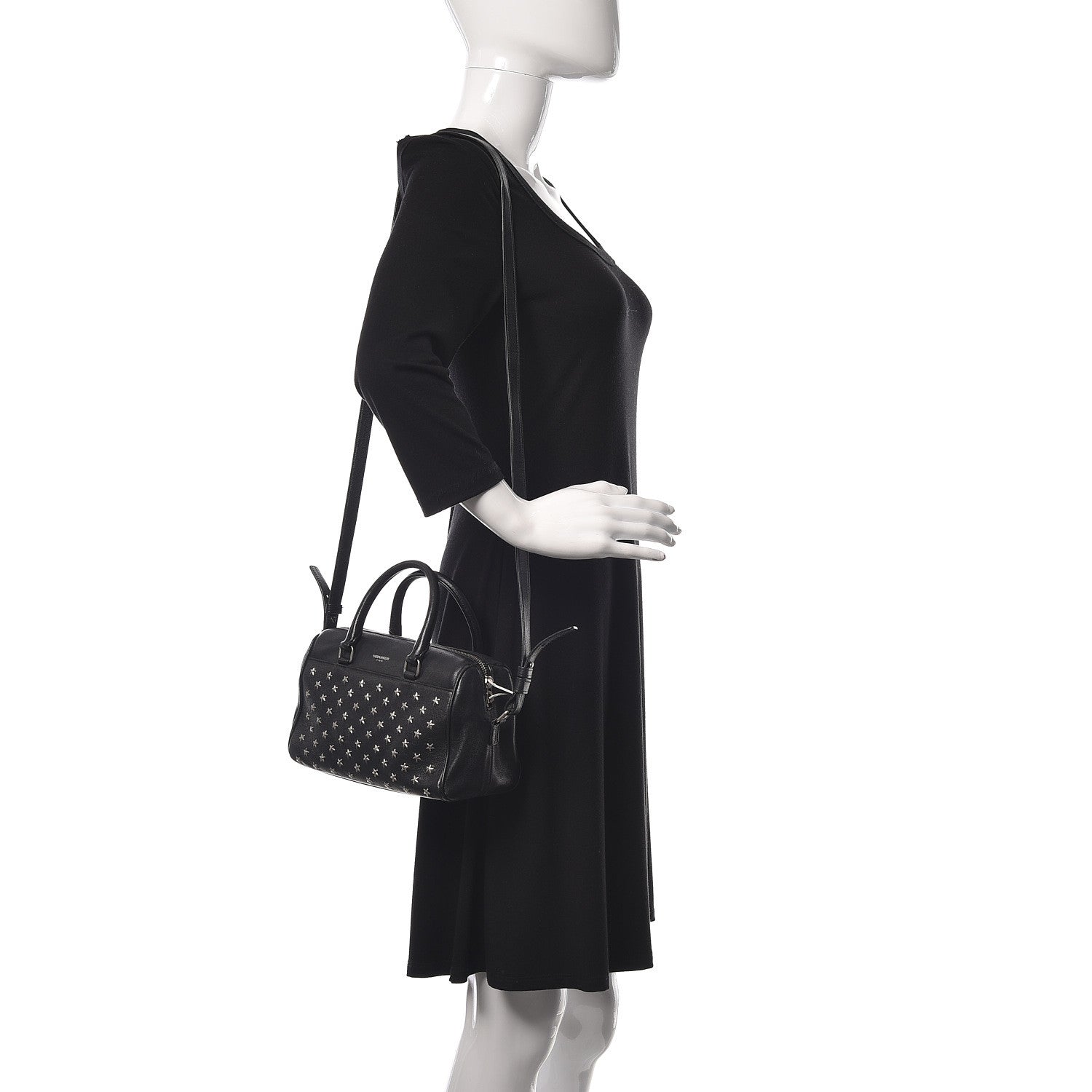 Saint Laurent Calfskin Star Studded Classic Baby Duffle Black 2 of 17