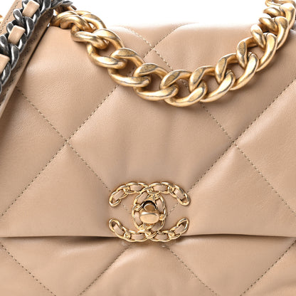 Chanel Lambskin Quilted Large Chanel 19 Flap Dark Beige 10 of 11