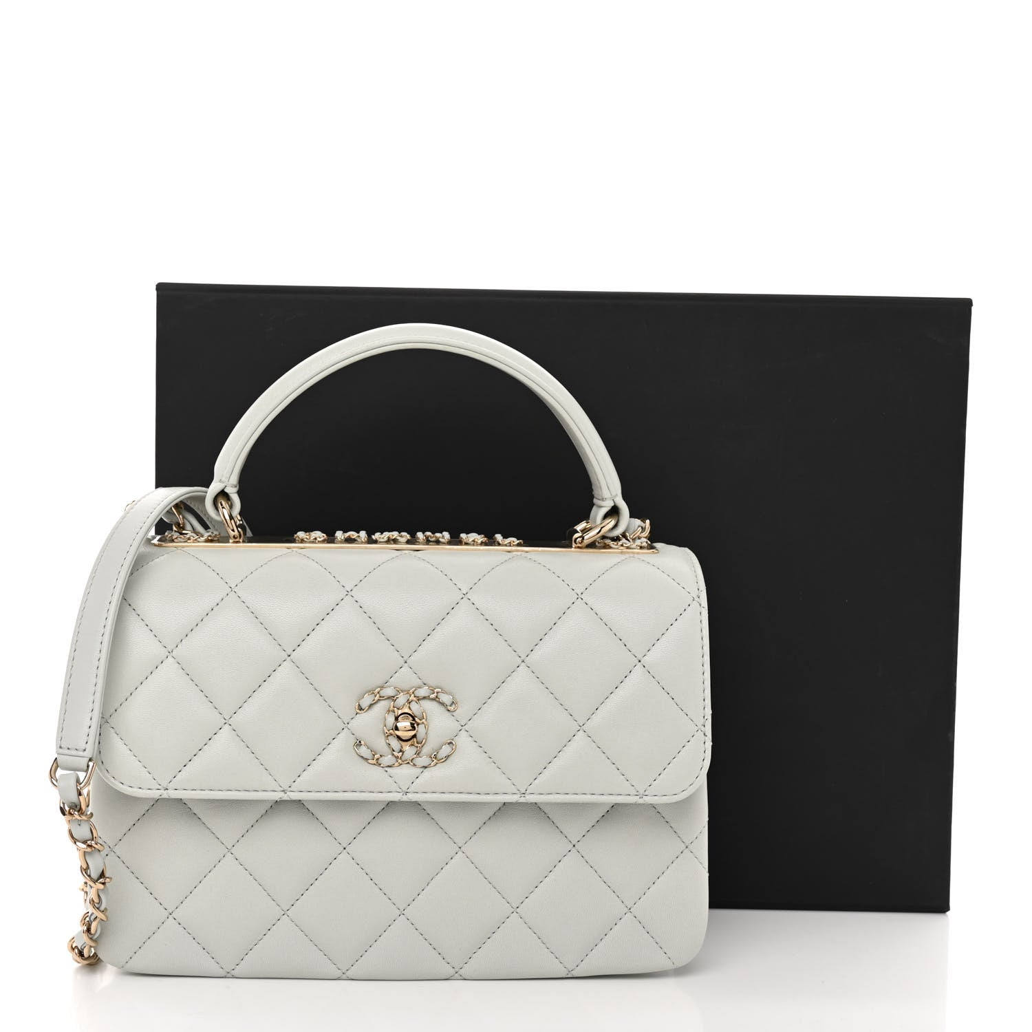 Chanel Lambskin Quilted Small Trendy Chain CC Flap Dual Handle Bag Light Blue 11 of 11