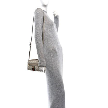 Gucci GG Supreme Monogram Textured Calfskin Web Mini Ophidia Shoulder Bag Beige Mystic White Oatmeal 2 of 9