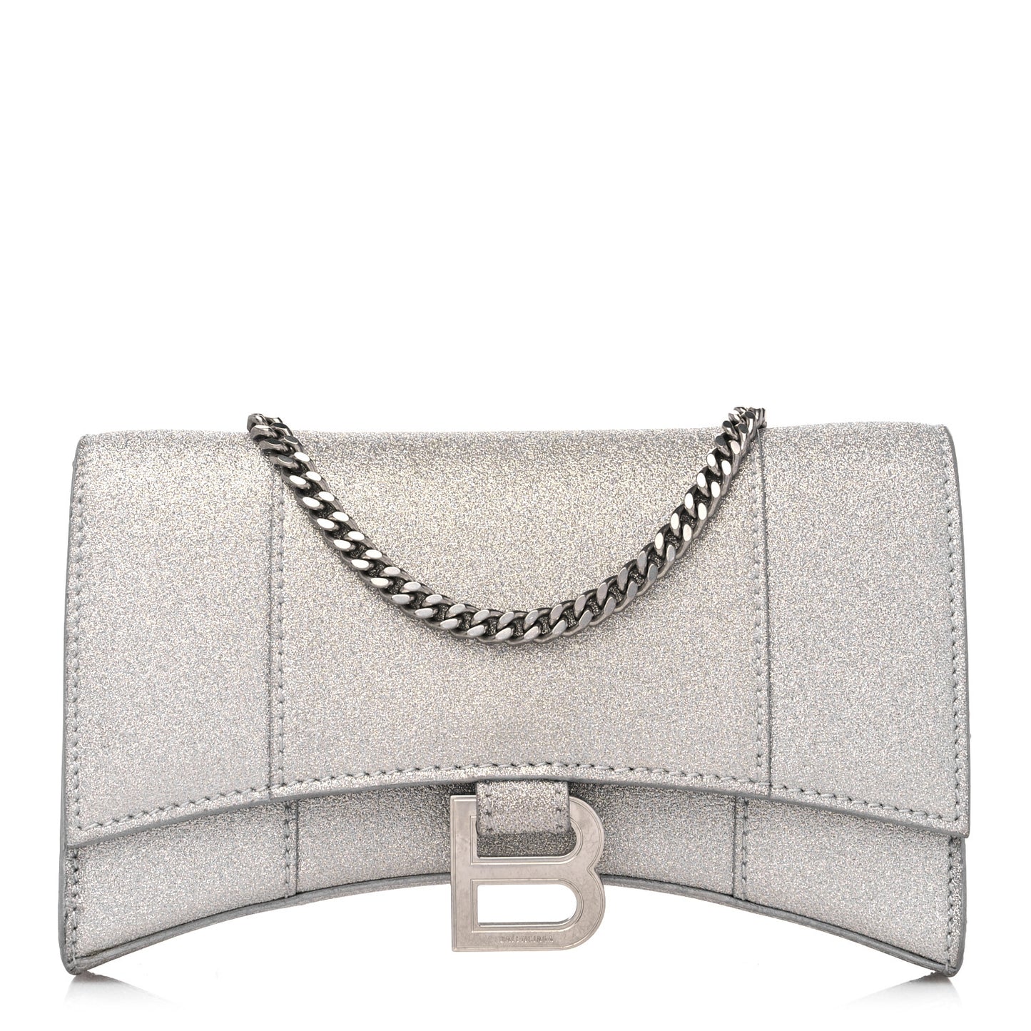 Sparkling Fabric XS Hourglass Wallet On Chain Silver