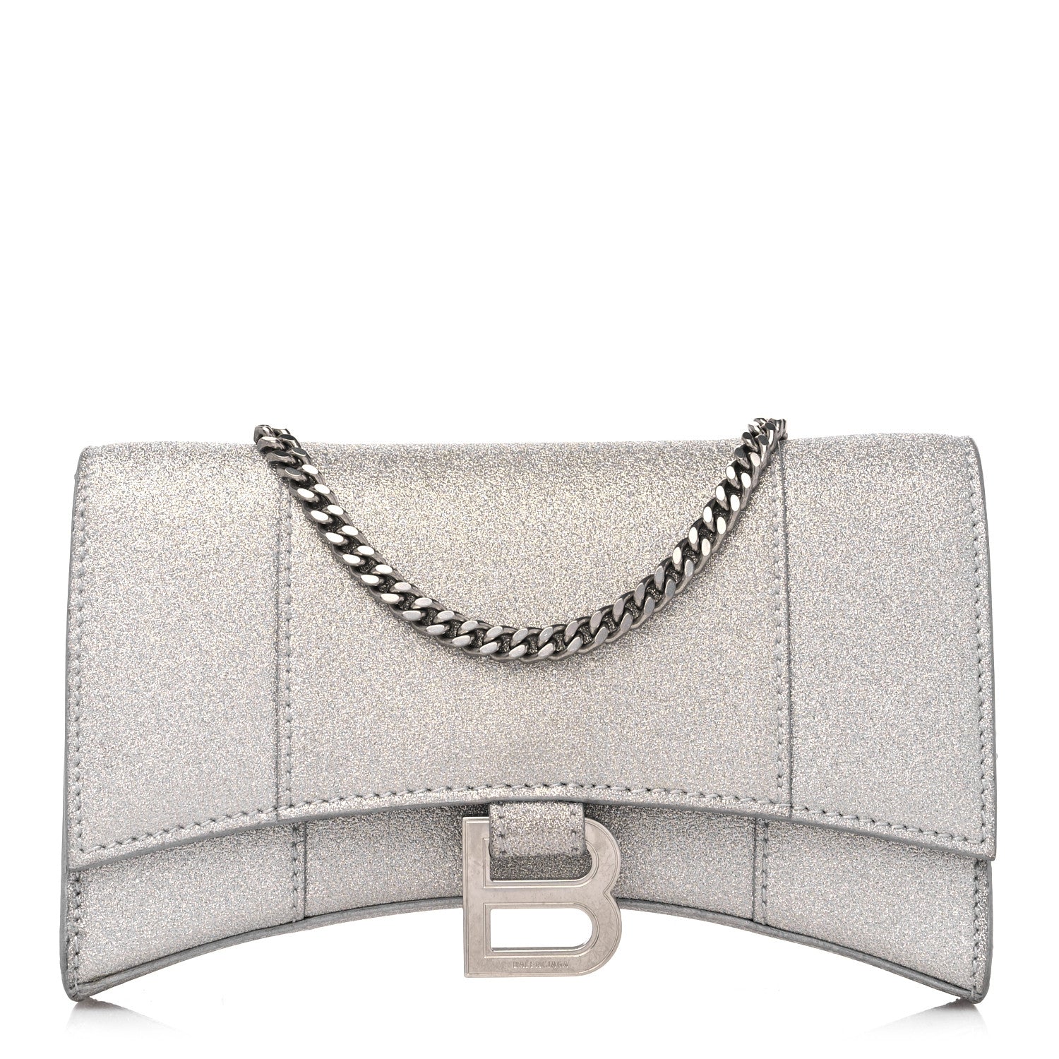 Balenciaga Sparkling Fabric XS Hourglass Wallet On Chain Silver 1 of 8