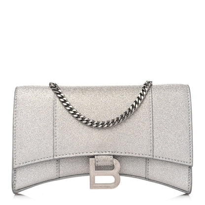 Balenciaga Sparkling Fabric XS Hourglass Wallet On Chain Silver 1 of 8