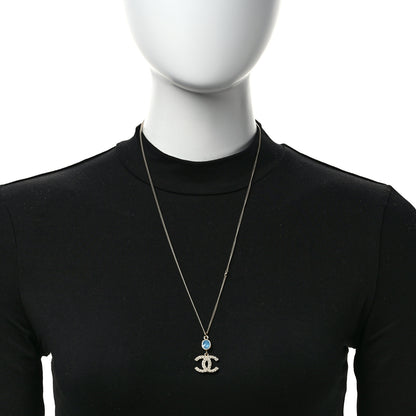 Chanel Pearl Crystal CC Pendant Necklace Gold 2 of 6