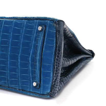 Hermes Shiny Porosus Crocodile Horseshoe Birkin 35 Bleu Roi Bleu Abysse 10 of 10