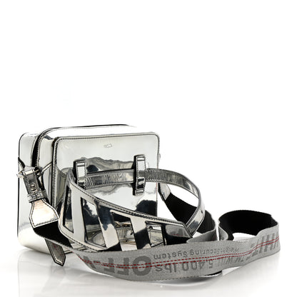 Off-White Patent Mirror Binder Clip Camera Belt Bag Silver 3 of 14