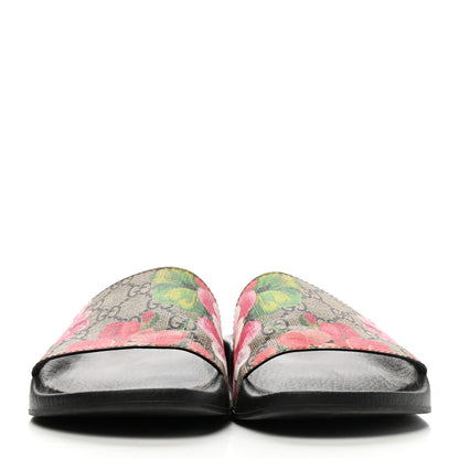 Gucci GG Supreme Monogram Blooms Slide Sandals 38 Beige Multicolor 2 of 8