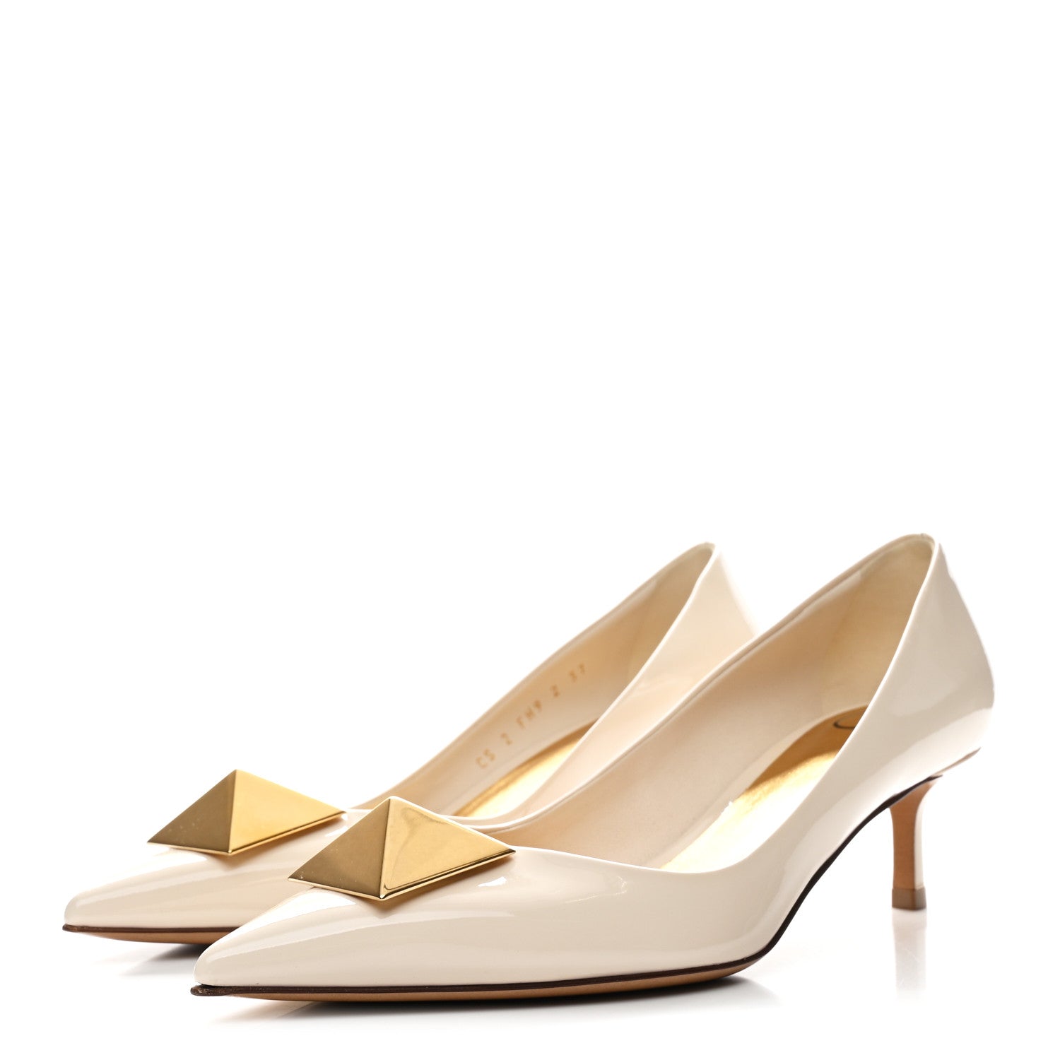 Valentino Garavani Patent Tonal One Stud Pumps 37 Ivory 4 of 9