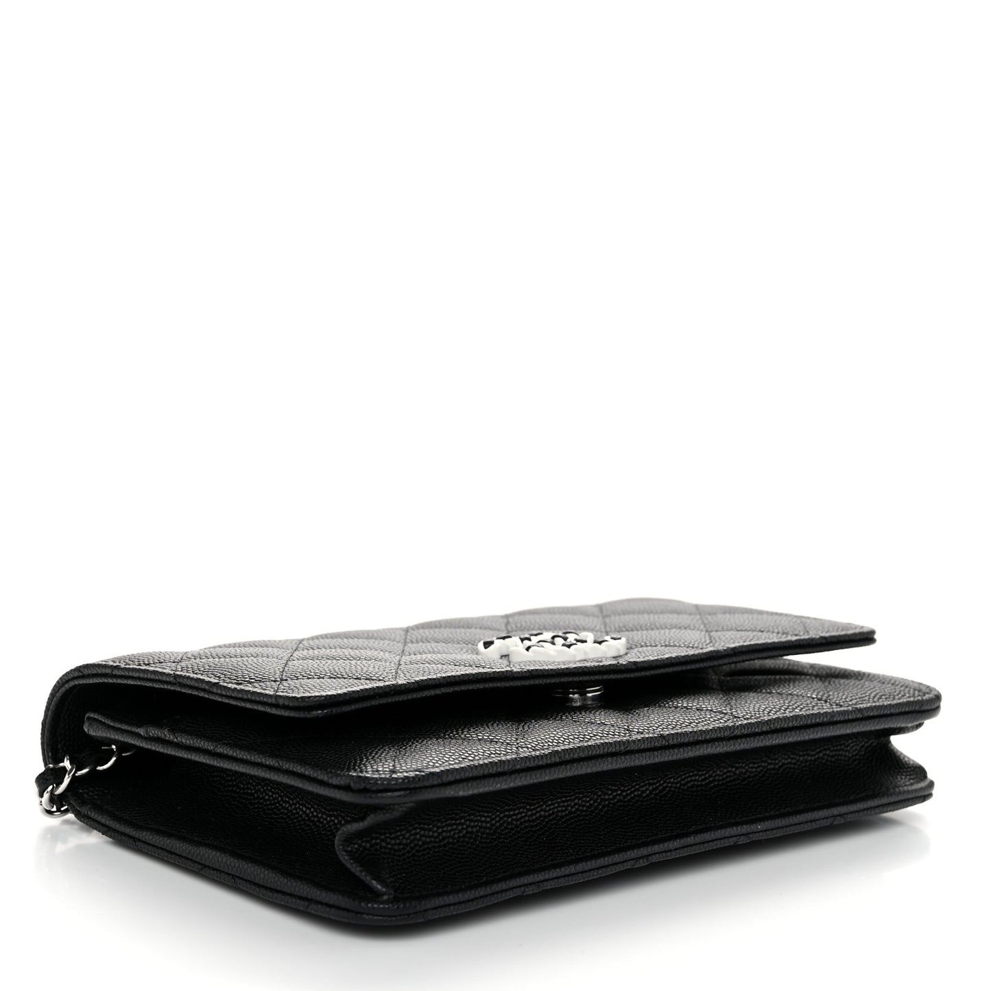 Caviar Quilted Chanel 19 Wallet On Chain WOC Black White