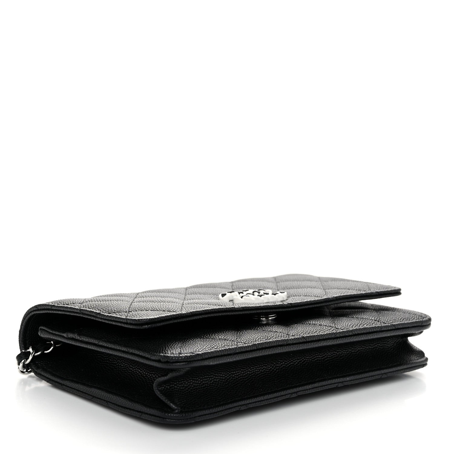 Chanel Caviar Quilted Chanel 19 Wallet On Chain WOC Black White 4 of 12