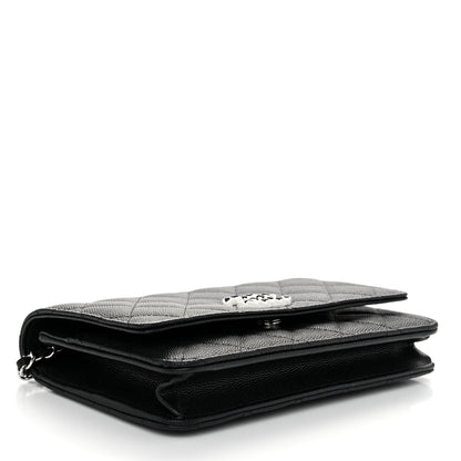 Chanel Caviar Quilted Chanel 19 Wallet On Chain WOC Black White 4 of 12