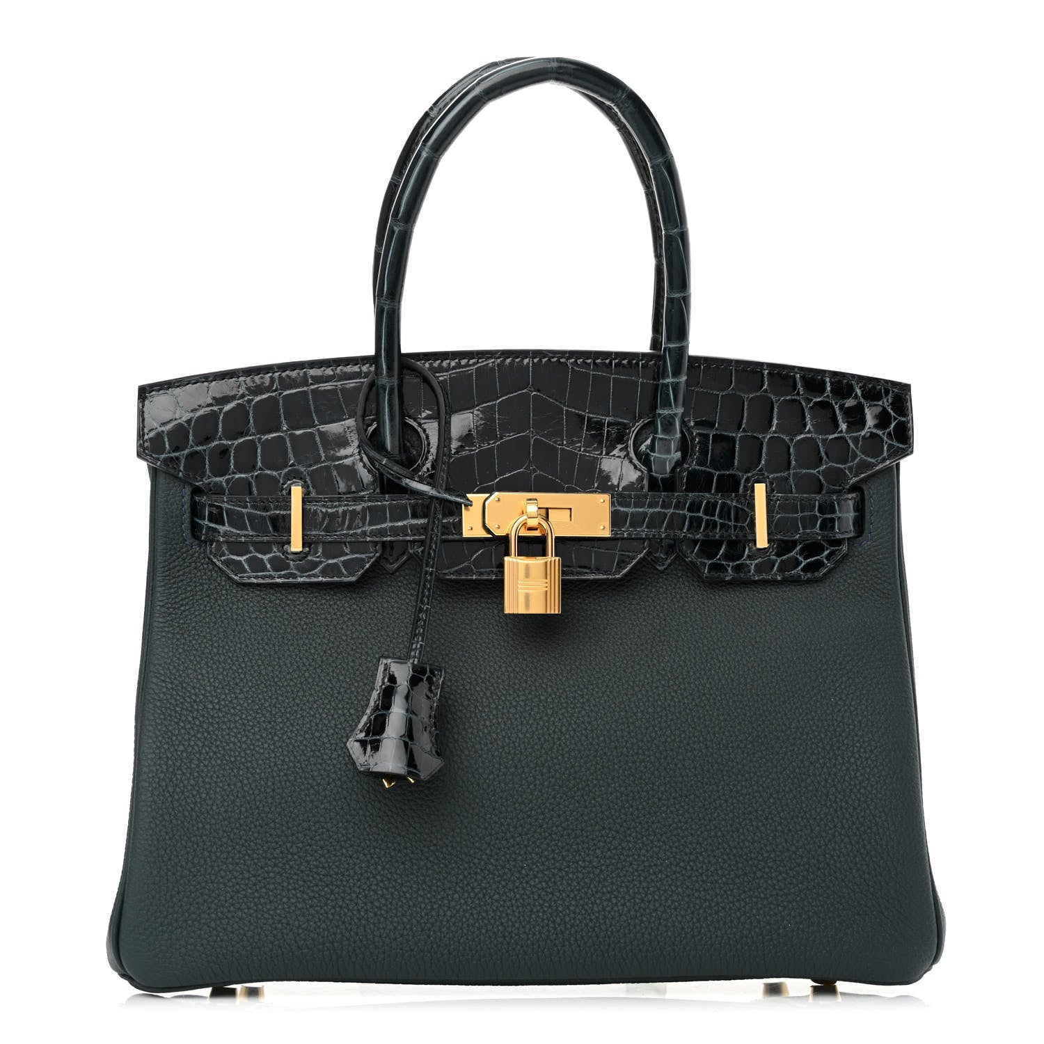 Hermes Togo Shiny Niloticus Crocodile Birkin Touch 30 Vert Rousseau 1 of 11