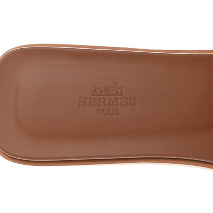 Hermes Box Calfskin Oran Sandals 40.5 Gold 6 of 9