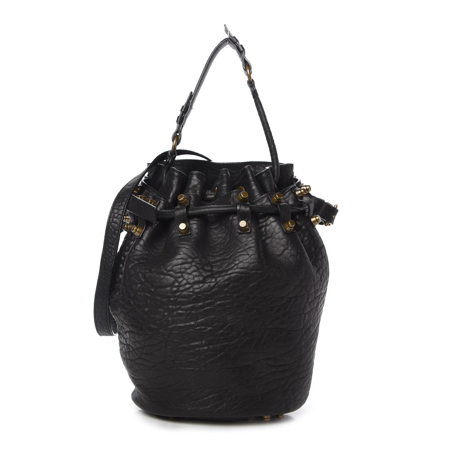 Alexander Wang Pebbled Lambskin Diego Bucket Bag Black Antique Brass Hardware 1 of 11
