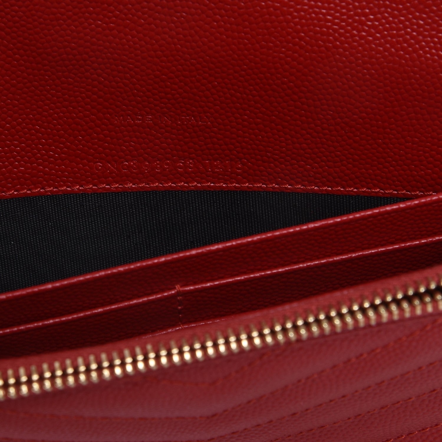 Saint Laurent Grain De Poudre Matelasse Chevron Monogram Envelope Chain Wallet New Red 8 of 9