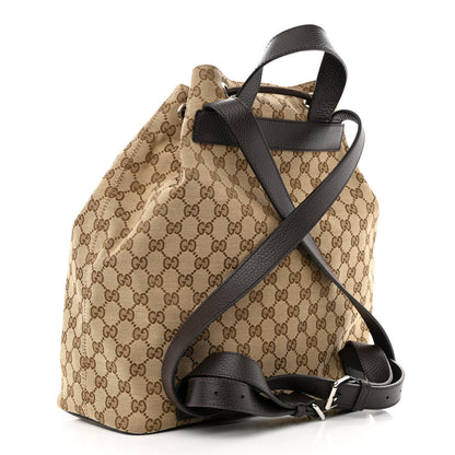 Gucci Monogram Dollar Calfskin O Drawstring Backpack Beige Ebony Testa di Moro Dark Chocolate 3 of 10