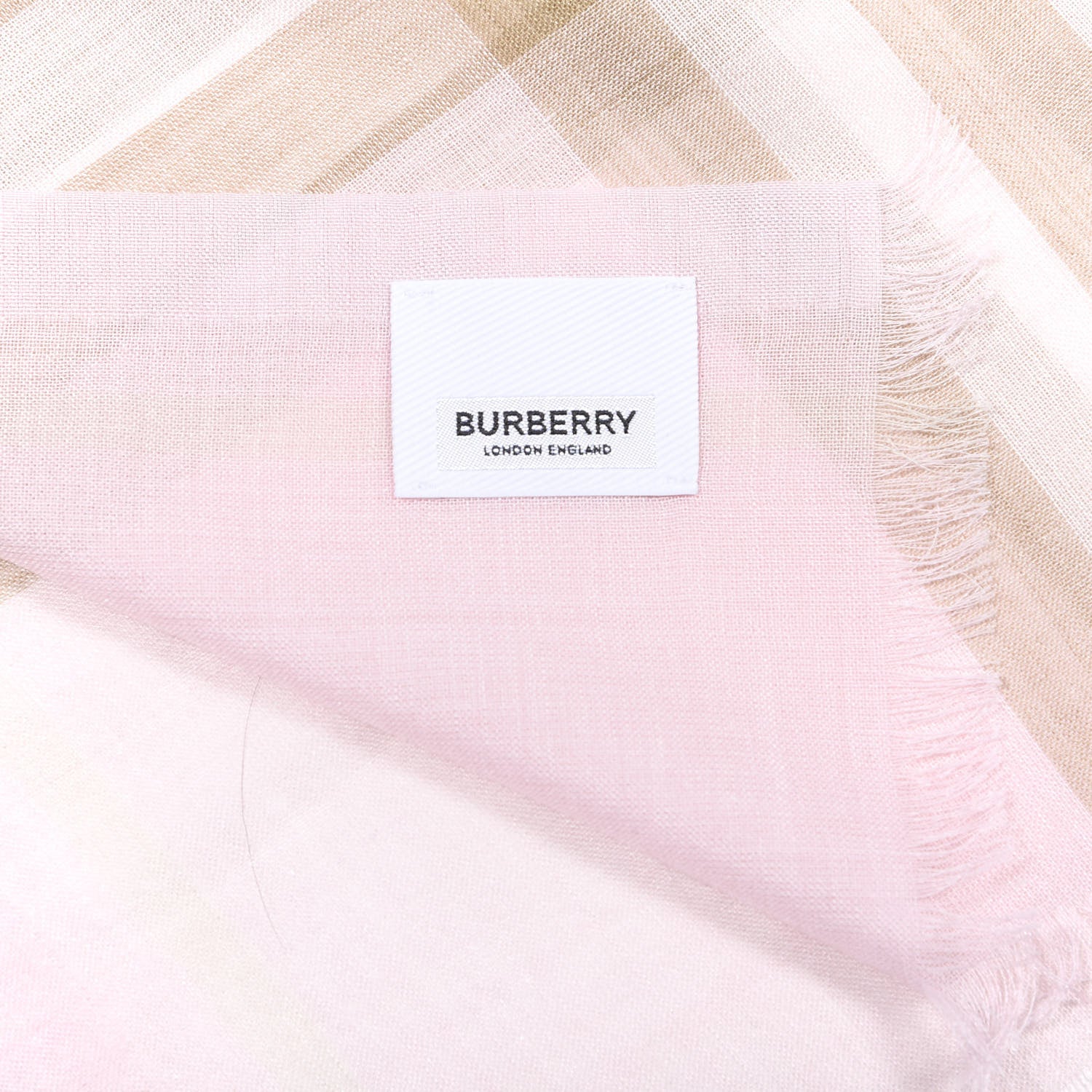 Burberry Wool Silk Giant Check Lightweight Scarf Alabaster Pink 3 of 4