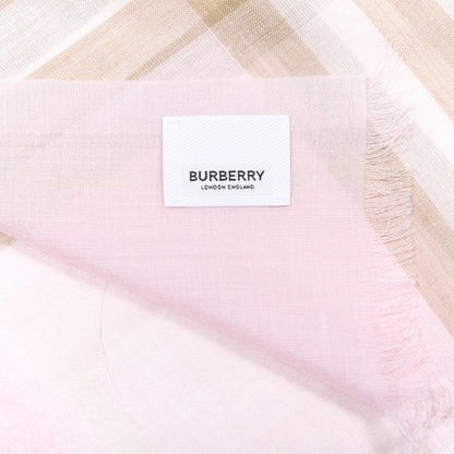 Burberry Wool Silk Giant Check Lightweight Scarf Alabaster Pink 3 of 4