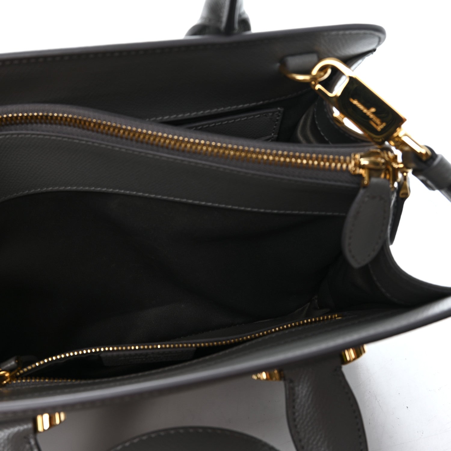 Salvatore Ferragamo Hammered Calfskin Today Satchel Grey 11 of 11