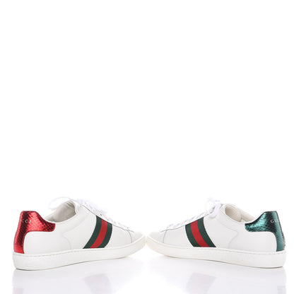 Gucci Calfskin Ayers Web Pierced Heart Embroidered New Ace Sneakers 38.5 White 6 of 11