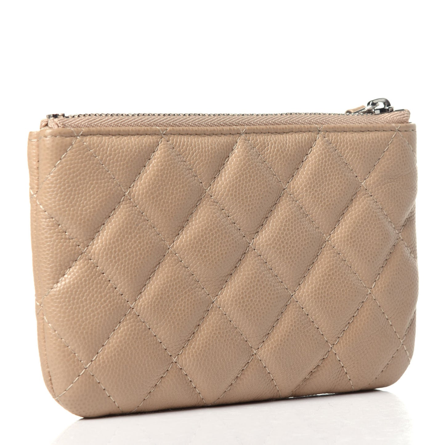 Caviar Quilted Small Cosmetic Case Beige