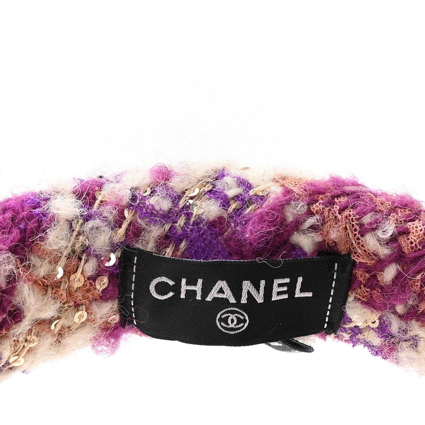 Tweed Shearling CC Ear Muffs Ecru Purple Dark Fuchsia Dark Pink