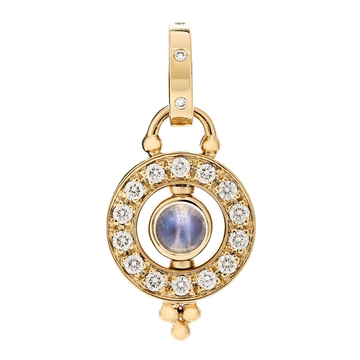 Temple St. Clair 18K Yellow Gold Diamond Blue Moonstone Mini Celestial Orbit Pendant 1 of 4