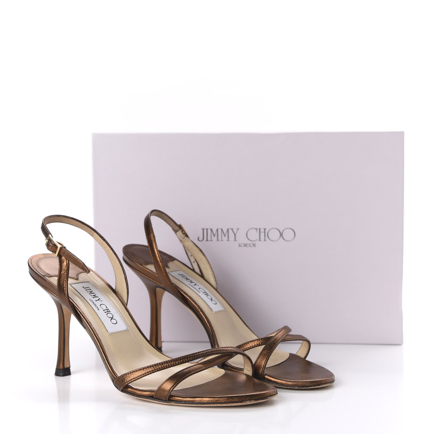 Jimmy Choo Metallic Calfskin India Sandals 38 Bronze 10 of 10