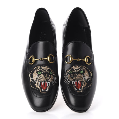 Gucci Goatskin Tiger Embroidered Mens Horsebit Loafers 9 Black 5 of 11
