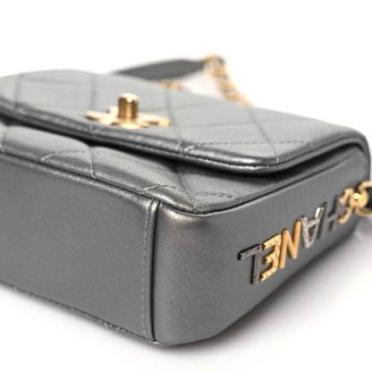 Chanel Metallic Lambskin Quilted Mini Side Note Flap Grey 10 of 11