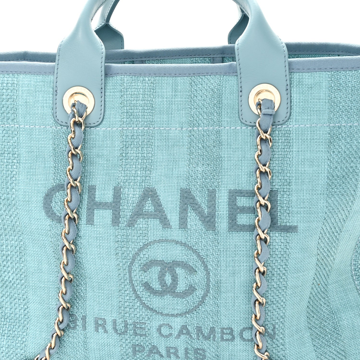 Chanel Mixed Fibers Striped Medium Deauville Tote Blue 7 of 11