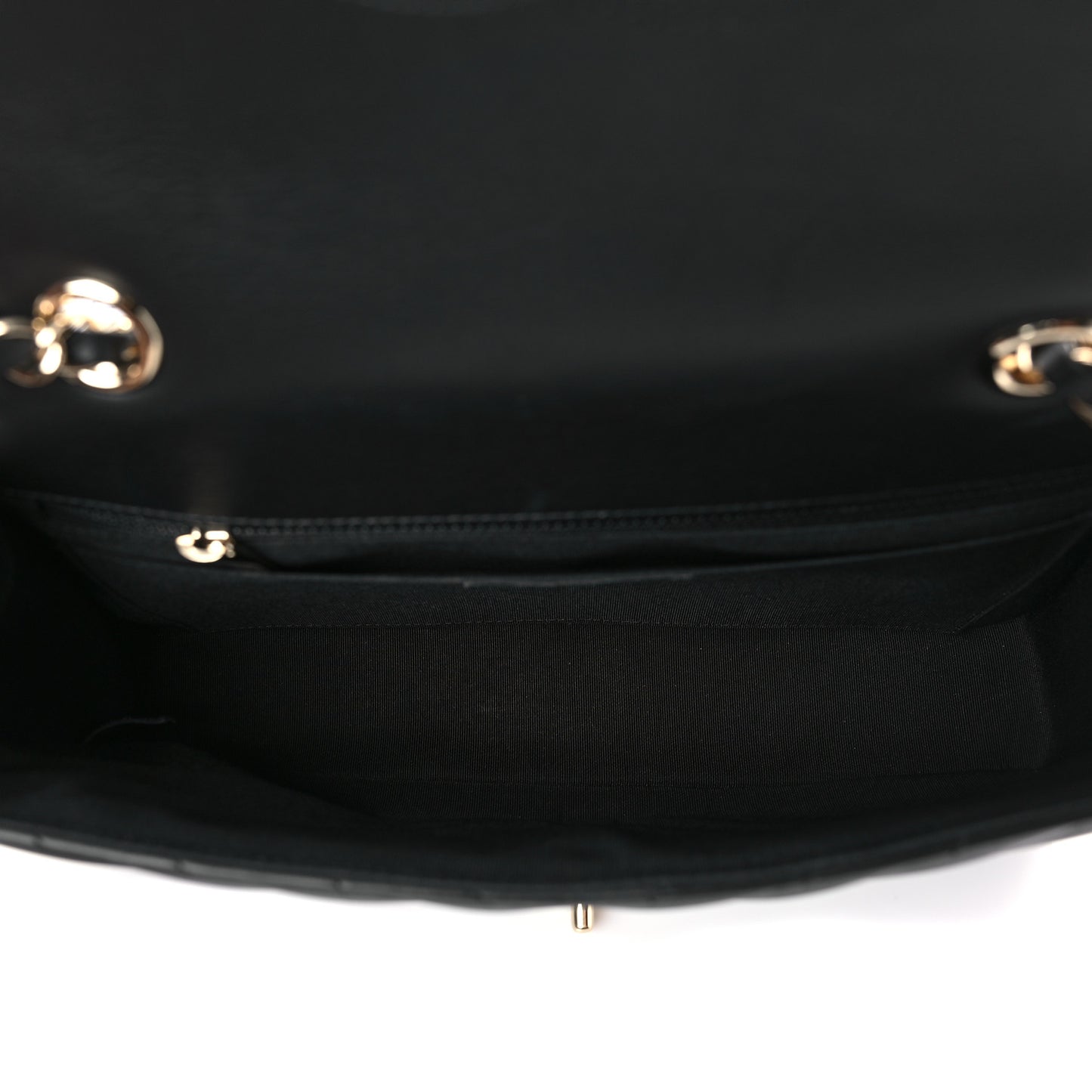Calfskin Chevron Quilted Large Statement Flap Black