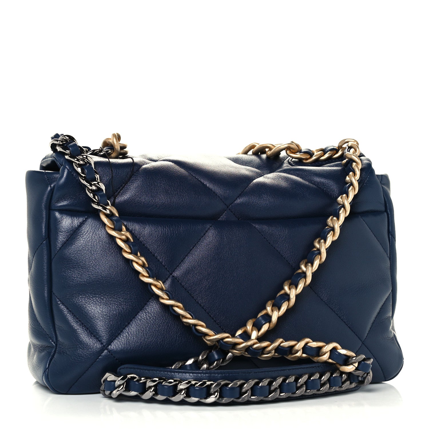 Chanel Lambskin Quilted Large Chanel 19 Flap Navy Blue 3 of 10