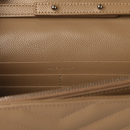 Saint Laurent Grain De Poudre Matelasse Chevron Monogram Chain Wallet Dark Latte 7 of 12