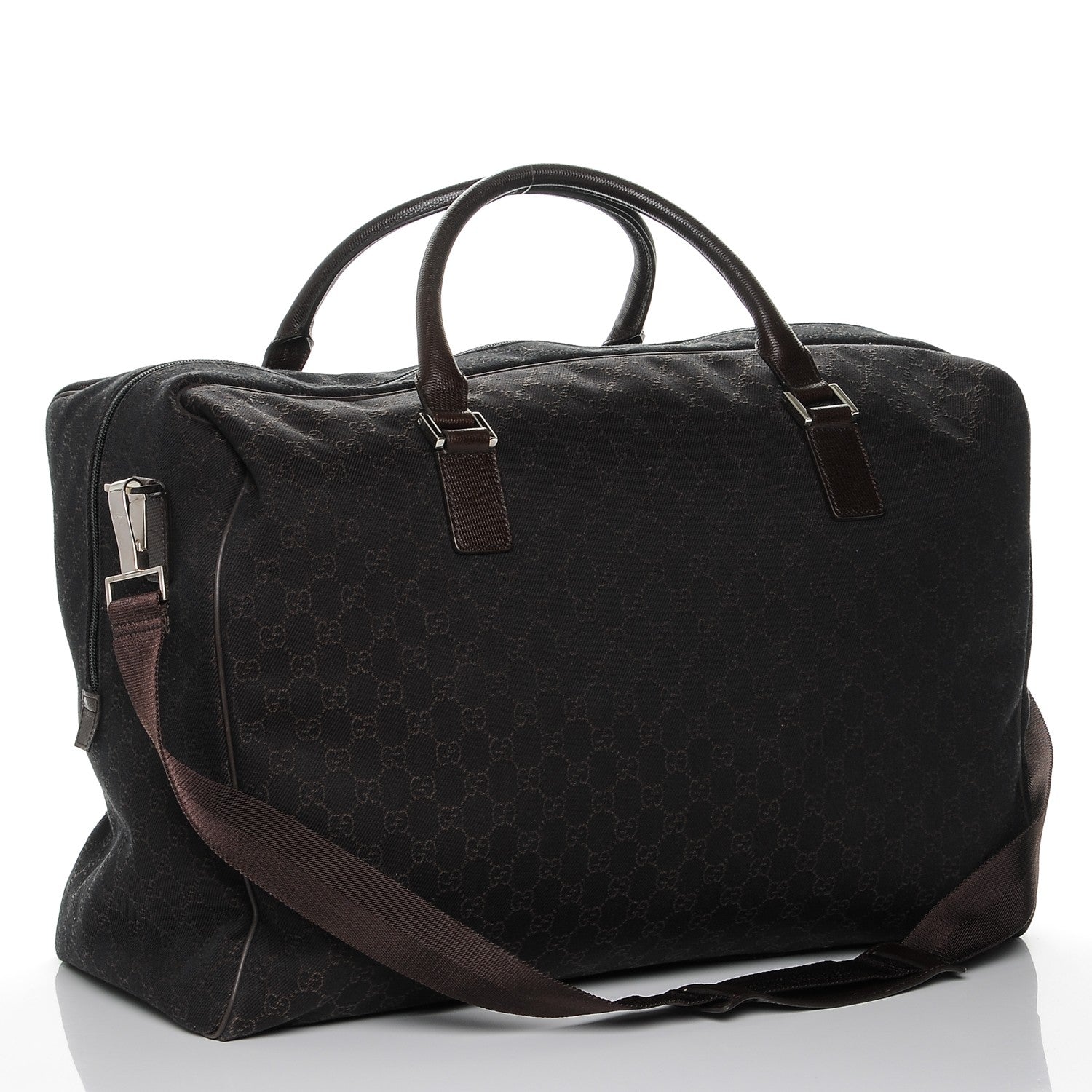 Gucci Denim Monogram Large Carry On Duffle Dark Brown 3 of 6