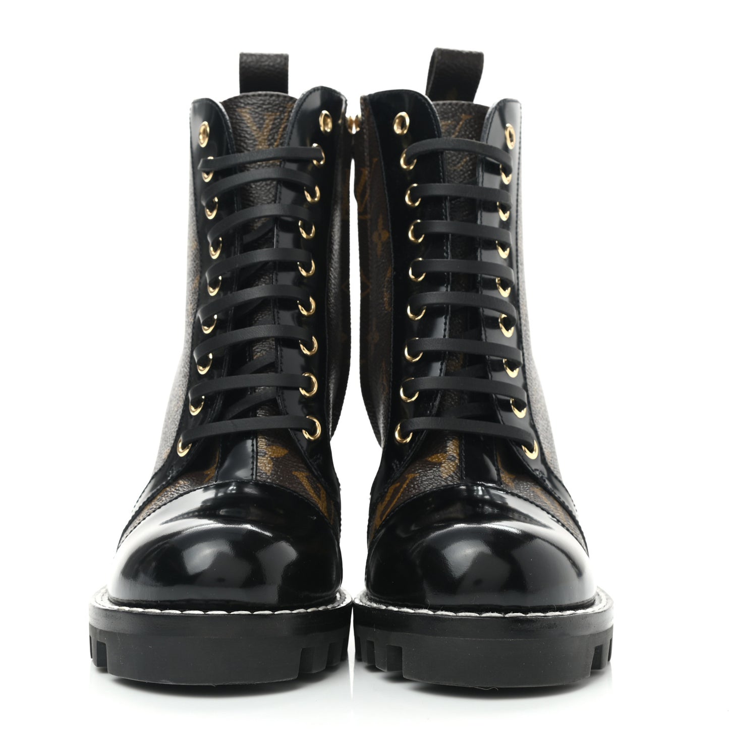 Patent Calfskin Monogram Star Trail Ankle Boots 36 Black