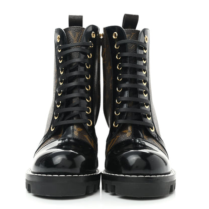 Louis Vuitton Patent Calfskin Monogram Star Trail Ankle Boots 36 Black 2 of 6